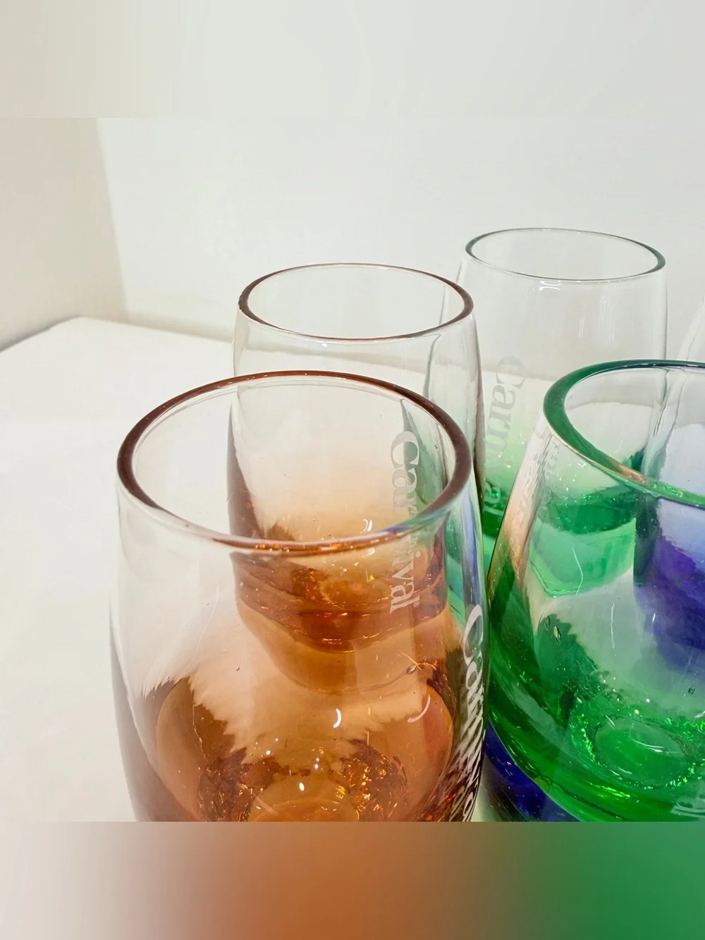 7 Carnival Cruise Line Rainbow 2 oz. Shot Glasses Heavy Base